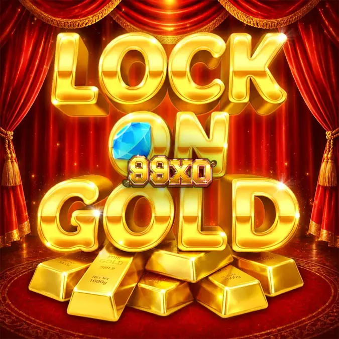 Lock On Gold স্লট গেমের একটি দৃশ্য যেখানে সোনালী বার এবং থিয়েটার মঞ্চের থিম ফুটে উঠেছে।
